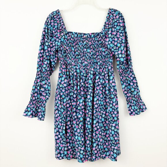 Lilly Pulitzer Beyonca Smocked Babydoll Dress Size M Seabreeze Blue Low Tide - Picture 3 of 12
